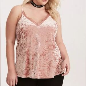 1X • Torrid • Velvet Lace Trim V-Neck Cami